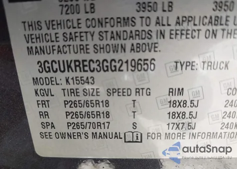 2016 Chevrolet Silverado 1500 2Lt from USA, damaged, VIN 3GCUKREC3GG219656